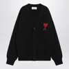 Ami Alexandre Mattiussi Ami Paris Black Wool Ami De Coeur Cardigan Men