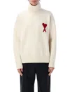 Ami Alexandre Mattiussi Ami Paris Turtleneck Sweater Ami De Coeur White Men In Animal Print
