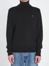 Ami Alexandre Mattiussi Ami Paris Black Wool Sweater In Black