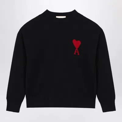 Ami Alexandre Mattiussi Ami Paris Black Wool Sweater Ami De Coeur