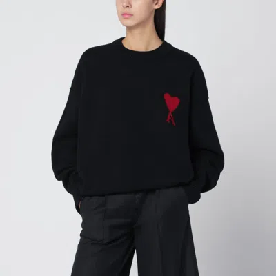 Ami Alexandre Mattiussi Black Wool Sweater Ami De Coeur