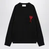 Ami Alexandre Mattiussi Ami Paris Black Wool Sweater Ami De Coeur Men