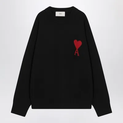 Ami Alexandre Mattiussi Ami Paris Black Wool Sweater Ami De Coeur Men