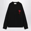 Ami Alexandre Mattiussi Ami Paris Black Wool Ami De Coeur Cardigan Men In Multi