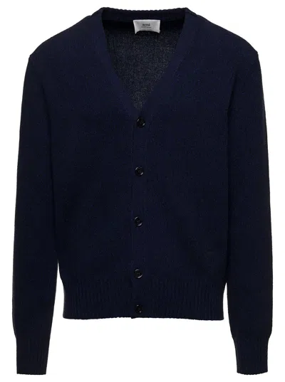 Ami Alexandre Mattiussi Blue Cardigan With Adc Embroidery