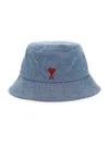 Ami Alexandre Mattiussi Ami Paris Blue Fisherman Hat With Logo Embroidered On The Front In Denim Woman In Multicolor