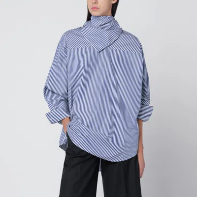 Ami Alexandre Mattiussi Blue Striped Poplin Shirt With Scarf