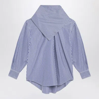 Ami Alexandre Mattiussi Ami Paris  Blue Striped Poplin Shirt With Scarf In Multi