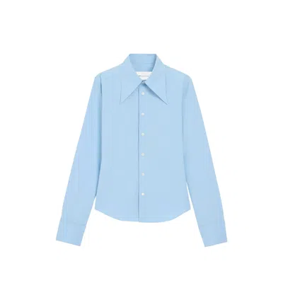 Ami Alexandre Mattiussi Women Long Sleeve Adjusted Shirt With Sharp Collar In Blue