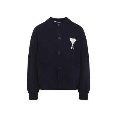 Ami Alexandre Mattiussi Ami Paris Blue Wool And Cotton Cardigan