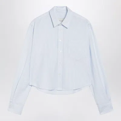 Ami Alexandre Mattiussi Ami Paris Blue/white Striped Ami De Cœur Cropped Shirt
