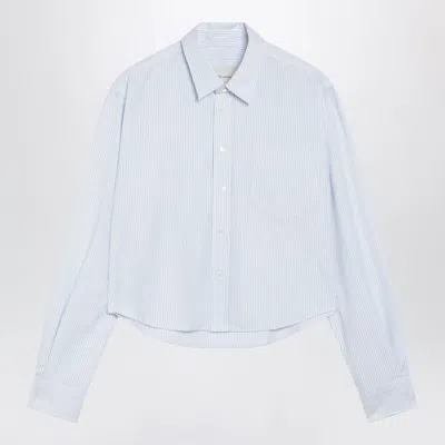Ami Alexandre Mattiussi Ami Paris Blue/white Striped Ami De Cœur Cropped Shirt