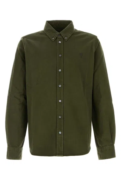 Ami Alexandre Mattiussi Ami Paris Bottle Green Denim Shirt