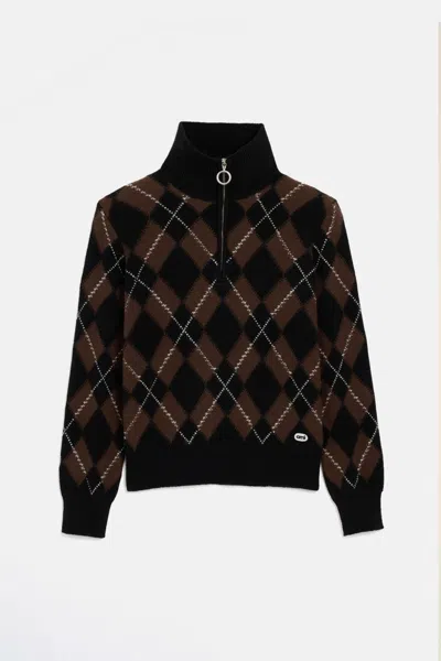 Ami Alexandre Mattiussi Ami Paris Bouclette Oval Patch Sweater In Brown