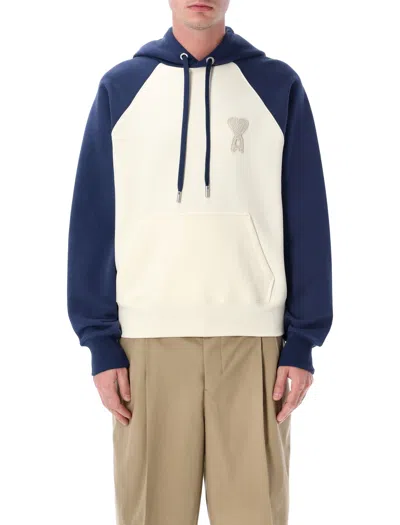 Ami Alexandre Mattiussi Ami Paris Boxy Fit Hoodie With Raglan Sleeves - Size L In Multi