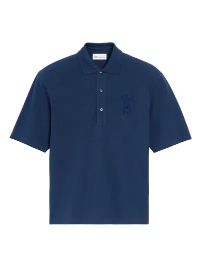 Ami Alexandre Mattiussi Ami Paris Boxy Fit Polo In Blue