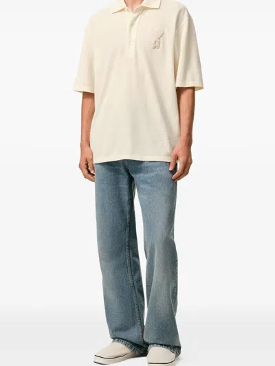 Ami Alexandre Mattiussi Ami Paris Boxy Fit Polo In Neutral