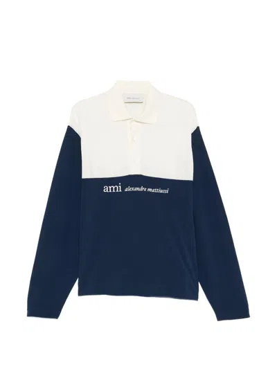Ami Alexandre Mattiussi Ami Paris Boxy Fit Polo With Ami Alexandre In Blue