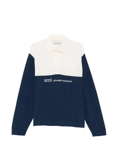 Ami Alexandre Mattiussi Ami Paris Boxy Fit Polo With Ami Alexandre In Blue