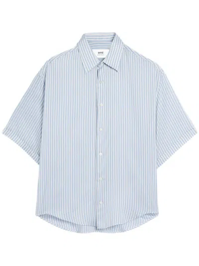 Ami Alexandre Mattiussi Ami Paris Ami De Coeur Striped Button-up Shirt In White