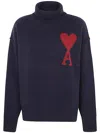 Ami Alexandre Mattiussi Ami Paris Boxy Red Adc Sweater In Blue