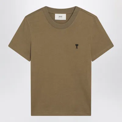 Ami Alexandre Mattiussi Ami Paris Bronze Ami De Coeur T Shirt In Brown