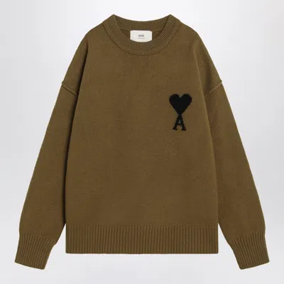 Ami Alexandre Mattiussi Ami Paris Bronze Ami De Coeur Wool Jumper