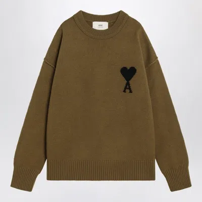 AMI ALEXANDRE MATTIUSSI AMI PARIS  BRONZE AMI DE COEUR WOOL JUMPER