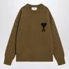 Ami Alexandre Mattiussi Ami Paris Bronze Ami De Coeur Wool Jumper In Brown