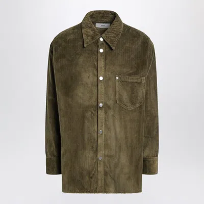 Ami Alexandre Mattiussi Ami Paris Bronze Corduroy Shirt Men In Green