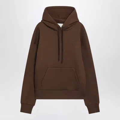 Ami Alexandre Mattiussi Ami Paris Brown Ami De Coeur Hooded Sweatshirt In Burgundy