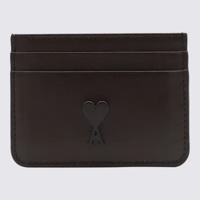 Ami Alexandre Mattiussi Ami Paris Brown Leather Card Holder In Dark Coffee