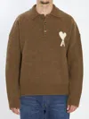 Ami Alexandre Mattiussi Ami Paris Brown Stretch Alpaca Blend Polo Shirt In Green