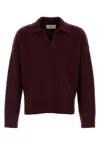 Ami Alexandre Mattiussi Ami Paris Ami Paris Cable Knit Polo Sweater In Burgundy