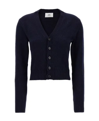 Ami Alexandre Mattiussi Ami Paris Button-up Knitted Cardigan In Black