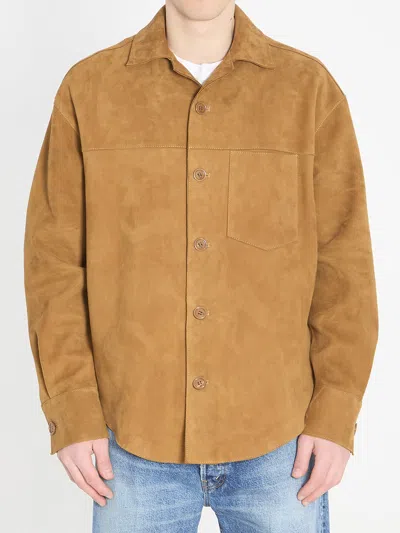 Ami Alexandre Mattiussi Ami Paris Buttoned Overshirt In Suede