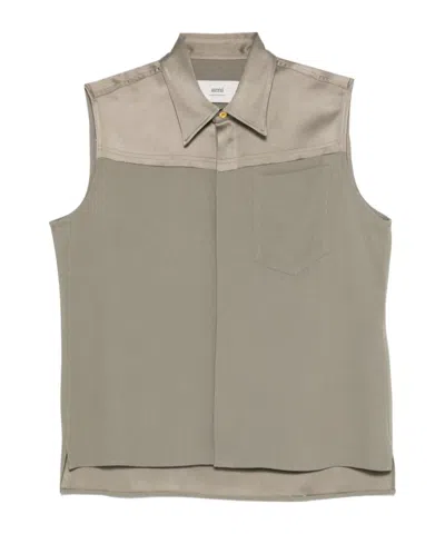 Ami Alexandre Mattiussi Ami Paris Buttoned Sleeveless Shirt In Nude