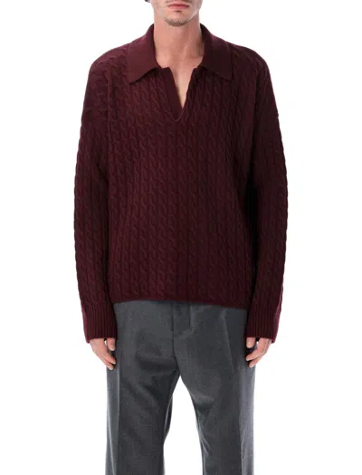 AMI ALEXANDRE MATTIUSSI AMI PARIS CABLE KNIT POLO