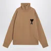 Ami Alexandre Mattiussi Ami Paris Camel Ami De Coeur Turtleneck Sweater