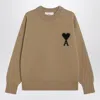 Ami Alexandre Mattiussi Ami Paris Camel Ami De Coeur Sweater In Wool Men In Brown
