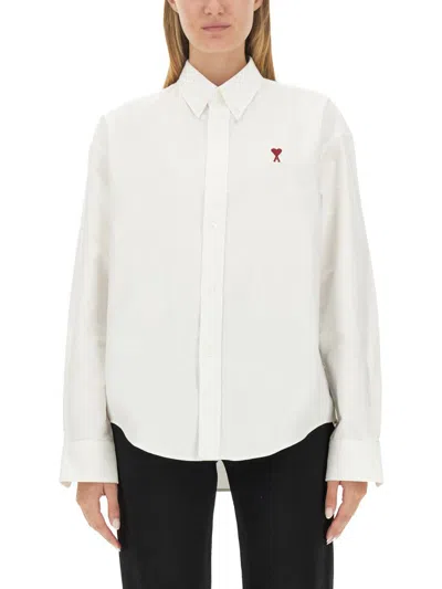 Ami Alexandre Mattiussi Ami Paris Camicia Con Logo Unisex In White