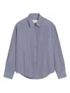 Ami Alexandre Mattiussi Ami Paris Camisa Blanca Azul Rayas In Blue