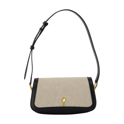 Ami Alexandre Mattiussi Ami Paris Canvas With Leather Trim Shoulder Bag In Multicolor