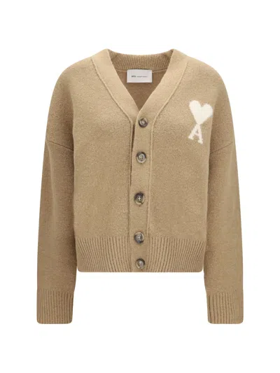 Ami Alexandre Mattiussi Ami Paris Cardigan In Beige