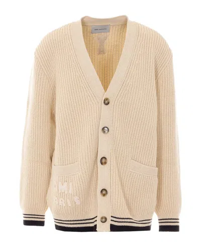 Ami Alexandre Mattiussi Ami Paris Cardigan Ami Coeur In Neutral