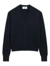 Ami Alexandre Mattiussi Ami Paris De Coeur Wool Cardigan In Blue