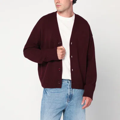 Ami Alexandre Mattiussi Cardigan Ami De Coeur Cherry Color In Wool And Cashmere In Red