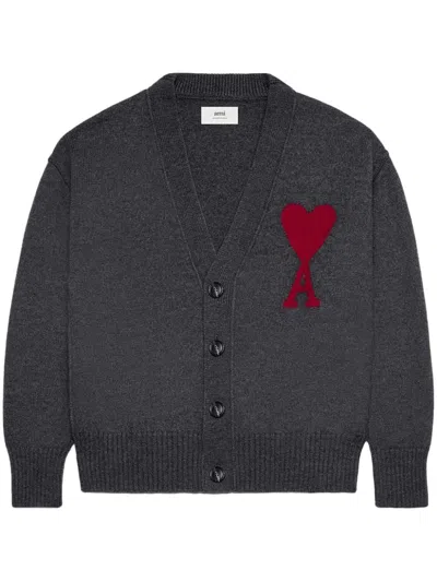 AMI ALEXANDRE MATTIUSSI AMI PARIS CARDIGAN FRIENDS OF HEART GREY