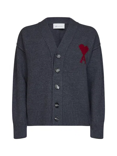 Ami Alexandre Mattiussi Ami Paris Cardigan In Gray