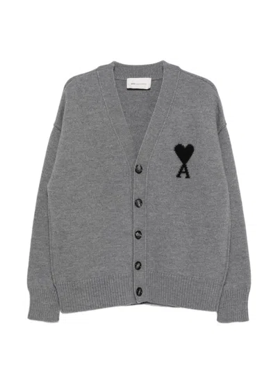 Ami Alexandre Mattiussi Ami Paris Cardigan In Gray